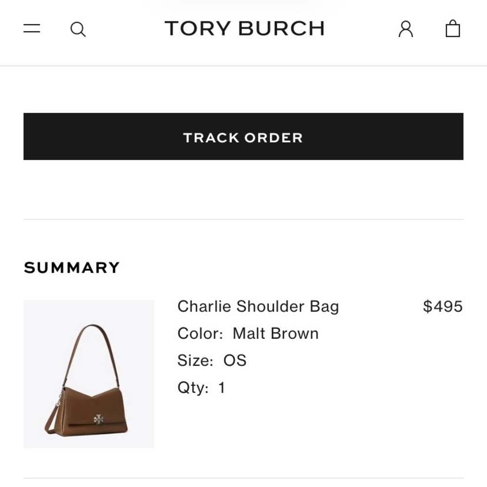 Tory Burch Charlie Shoulder Bag in Malt Brown NWT - Picture 9 of 10